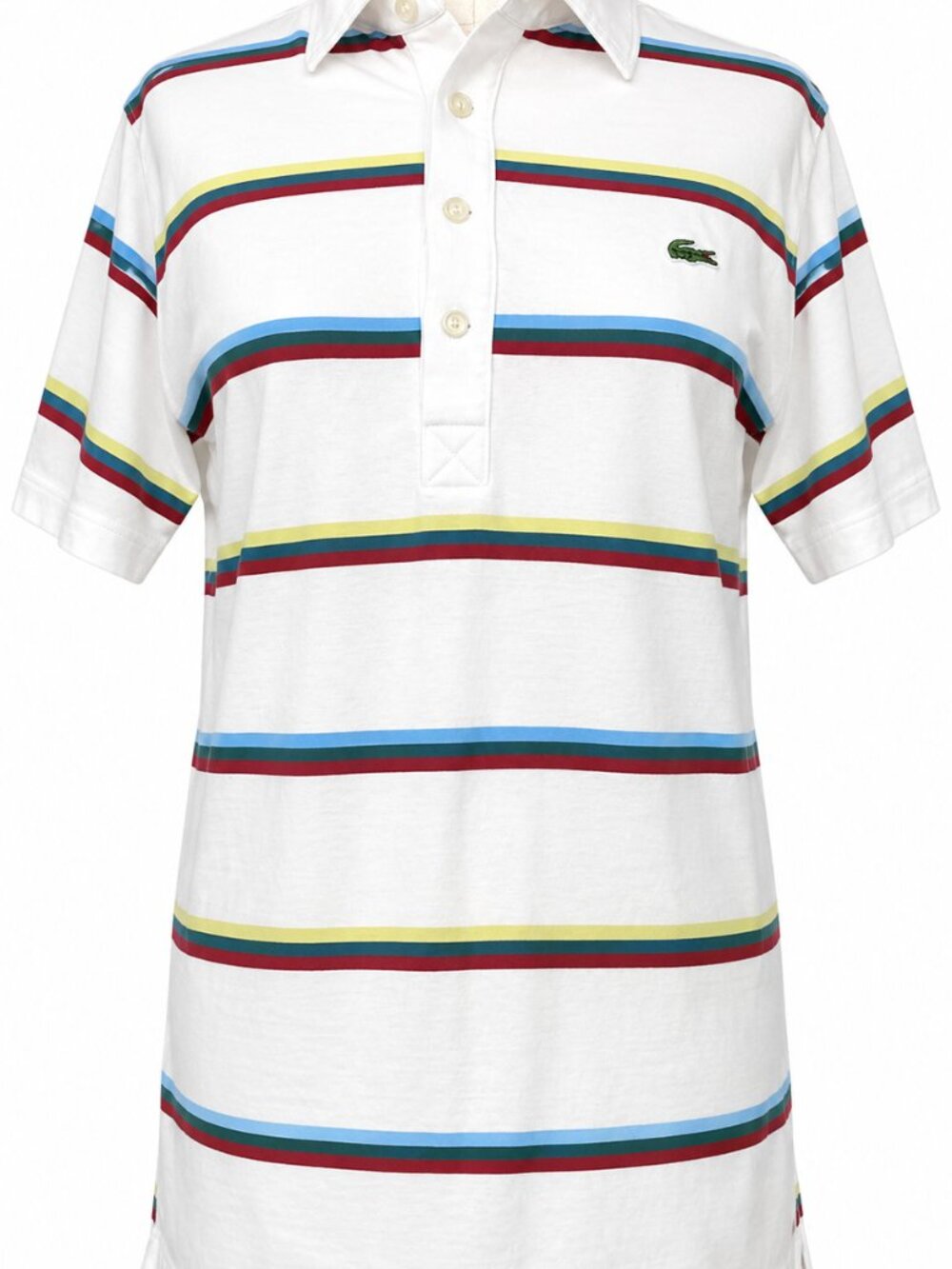 Lacoste Women's XL Regular Fit Striped Polo Shirt White Multicolor Peru